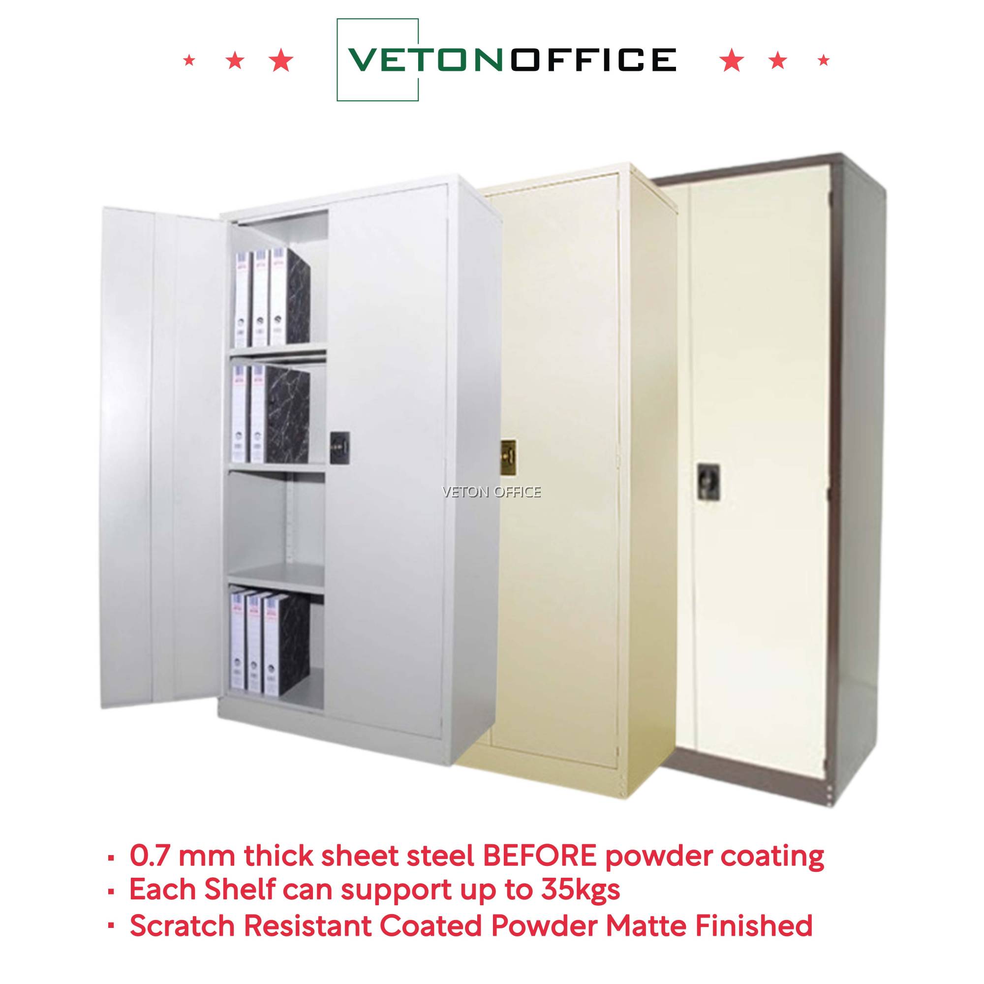 Full Height Cupboard With Steel Swinging Door & 3 Adjustable Shelve